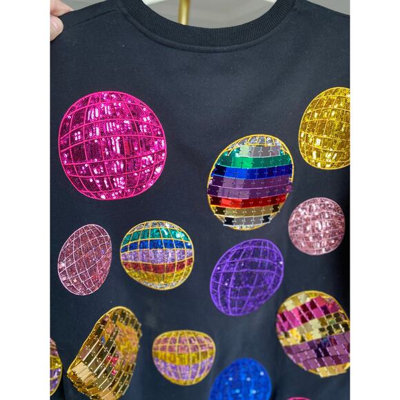Queen of Sparkles Sweater Dress Sequin Disco Ball 3D Art to Wear Retro Valentine - Picture 10 of 11